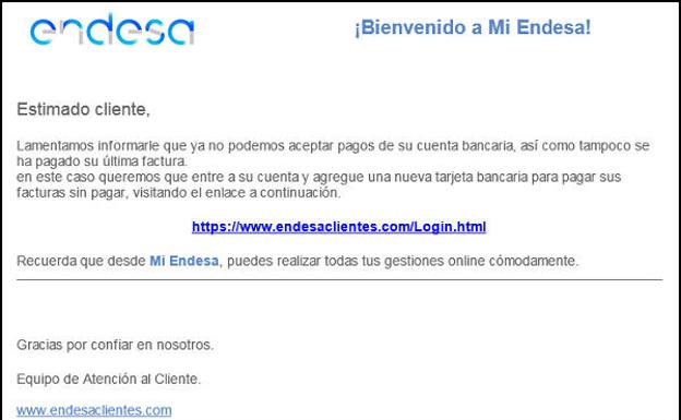 Cuidado: detectan un nuevo caso de phishing con facturas falsas que suplanta a Endesa