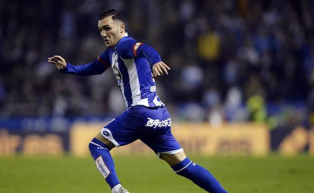 Lucas Pérez, en un partido como jugador del Deportivo de la Coruña.