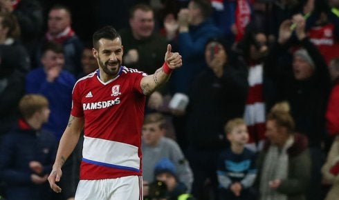 Álvaro Negredo celebra un gol con el Middlesbrough
