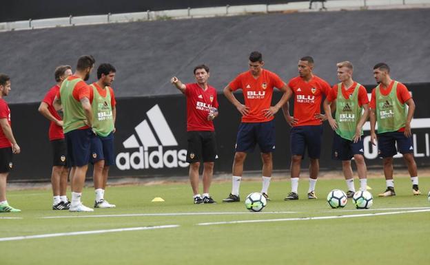 Marcelino, durante el entrenamiento