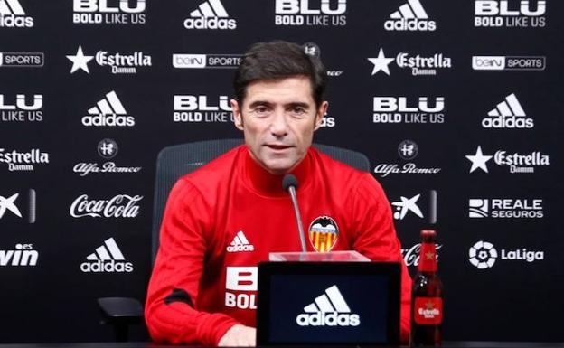 Marcelino durante la rueda de prensa previa al debut en la Copa del Rey./Valencia CF