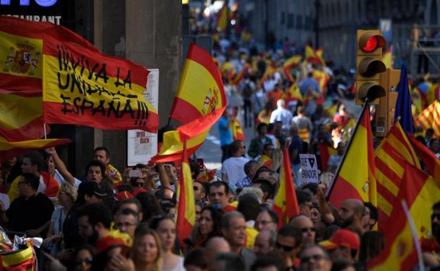 Manifestantes en Barcelona./Afp