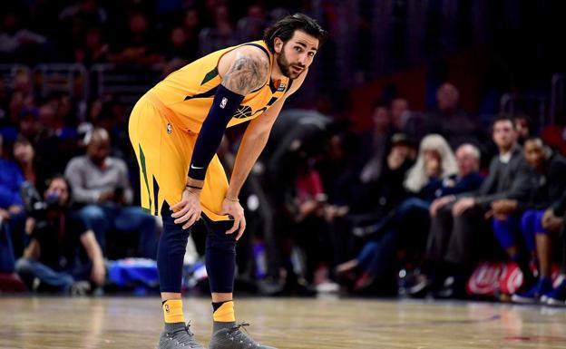Ricky Rubio, durante el partido de los Jazz. /Afp