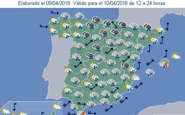 Hoy, nubes, viento y lluvia