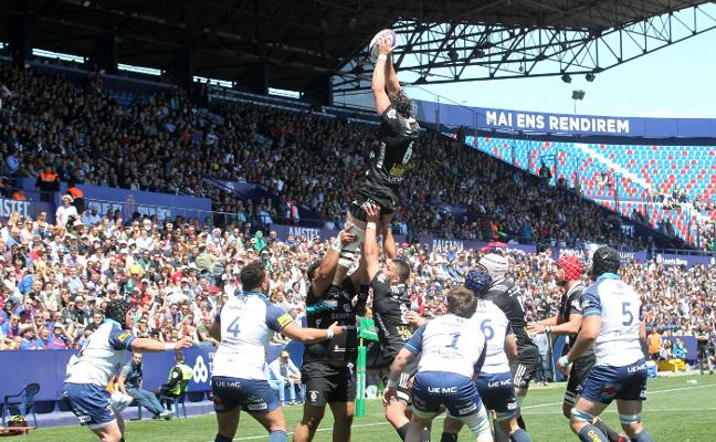 Una acción de la reciente final de la Copa del Rey de rugby disputada en el Ciutat./txema rodríguez