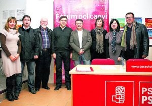 Los 10 primeros en la lista socialista. Faltó Doris Courcelles, en el extranjero, y Paco Torres. :: TINO CALVO/