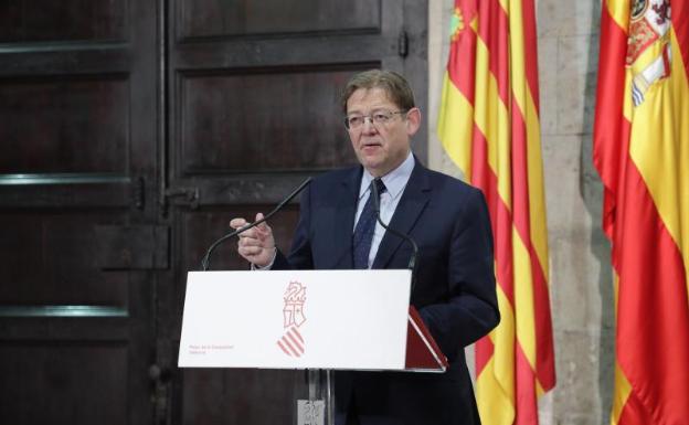Ximo Puig, presidente de la Generalitat, durante una comparecencia.
