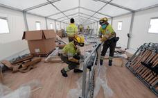 Montaje del hospital de campaña de Valencia./EFE